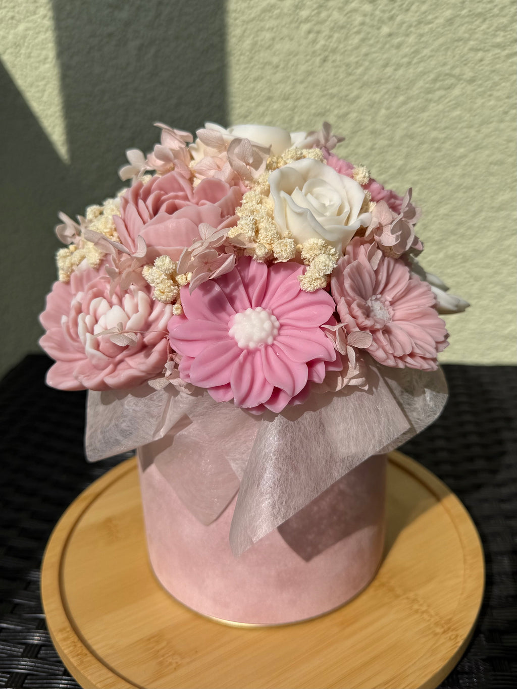 Wachsblumenstrauß Samt „Rosé Velvet“