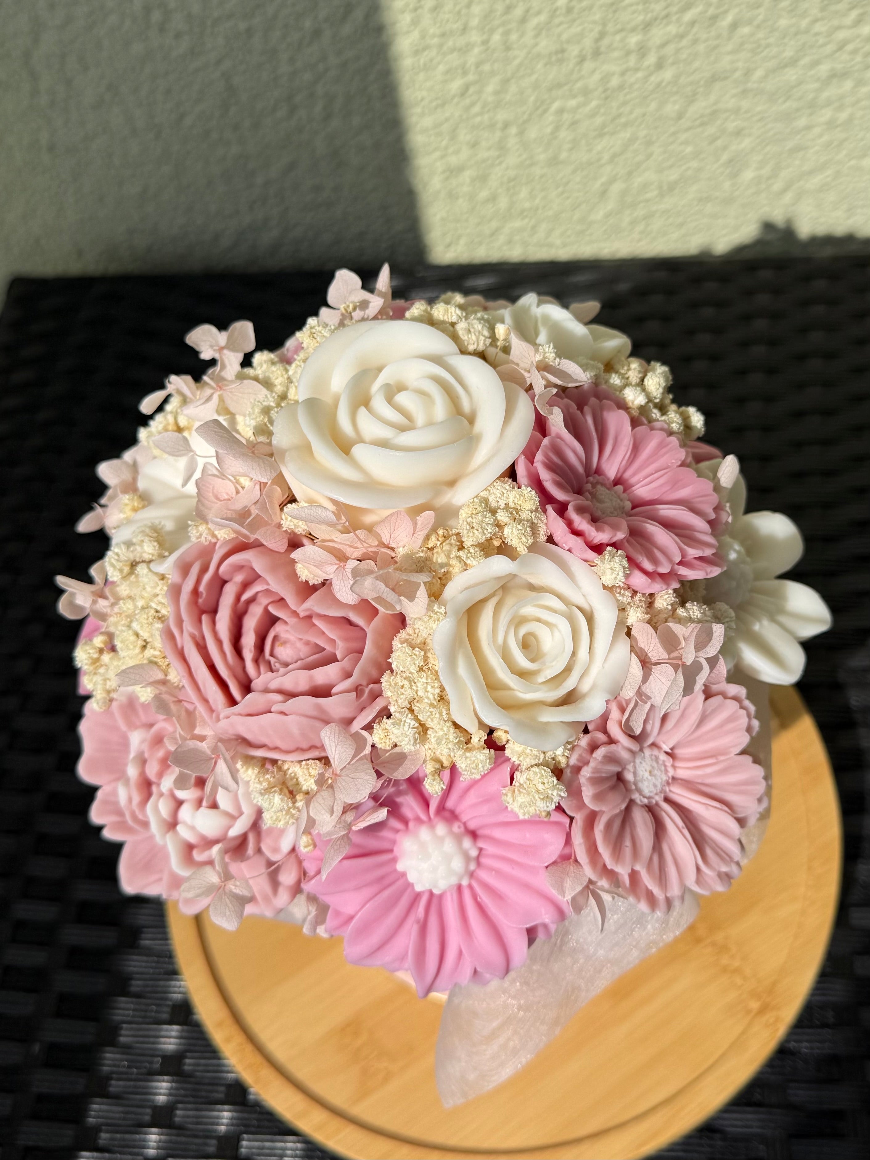 Wachsblumenstrauß Samt „Rosé Velvet“