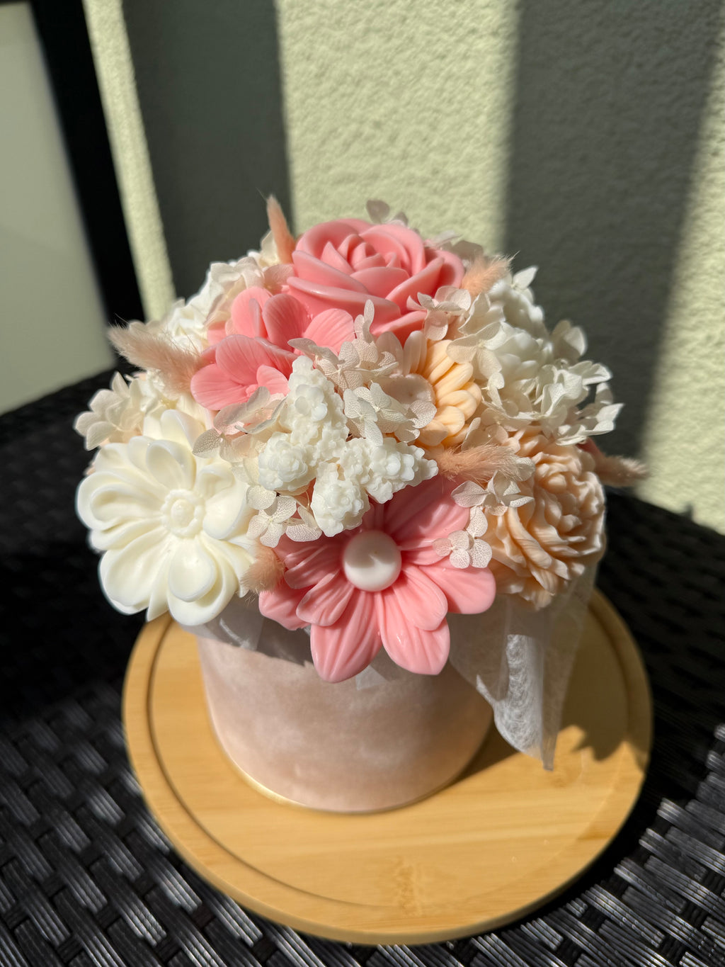 Wachsblumenstrauß Samt „Velvet Apricot“