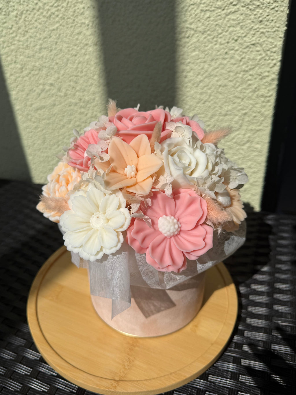 Wachsblumenstrauß Samt „Velvet Apricot“