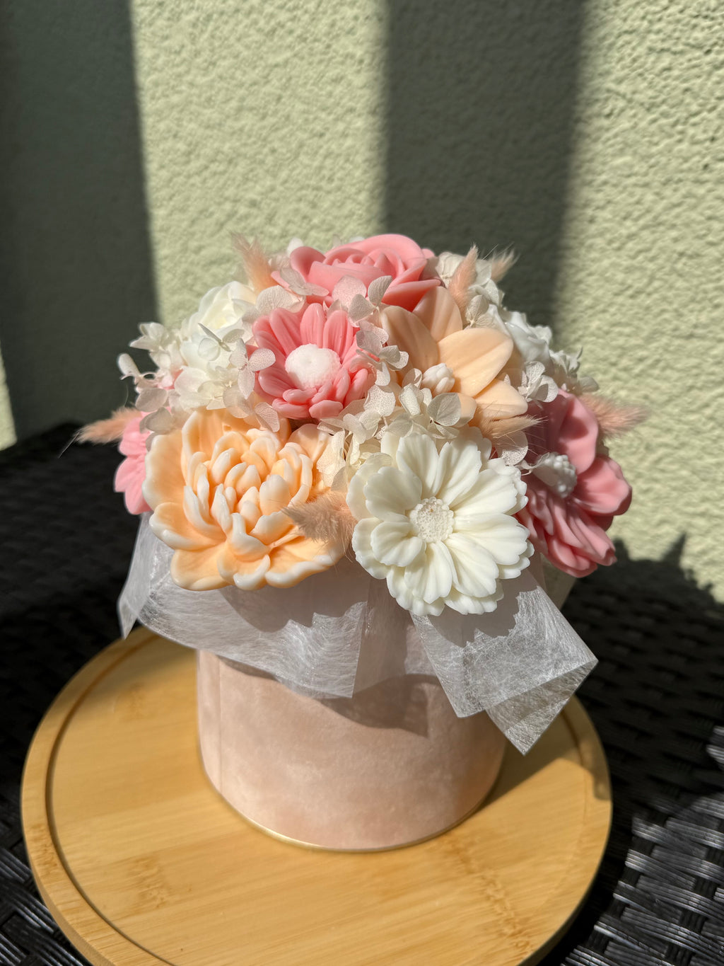 Wachsblumenstrauß Samt „Velvet Apricot“