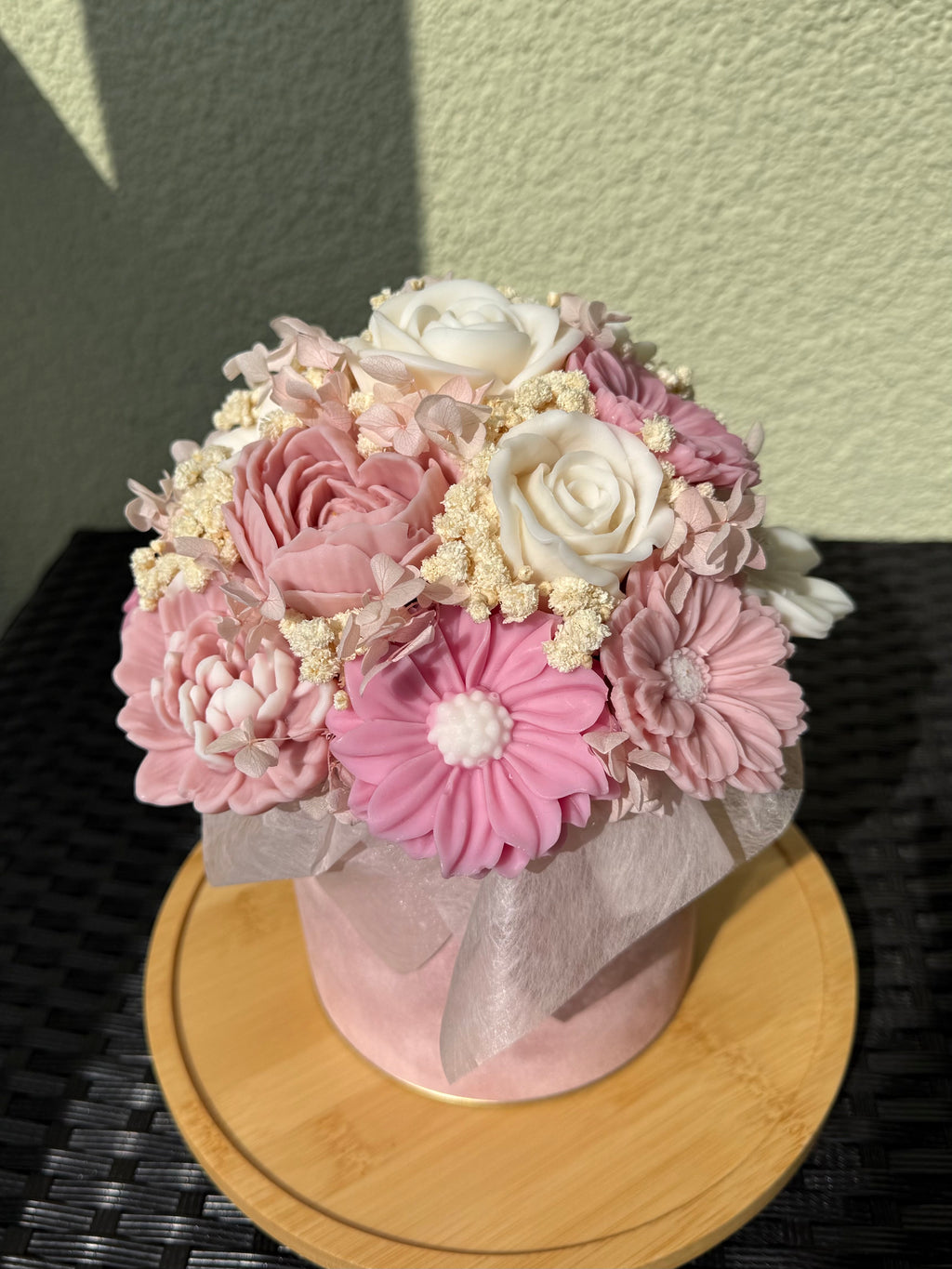 Wachsblumenstrauß Samt „Rosé Velvet“
