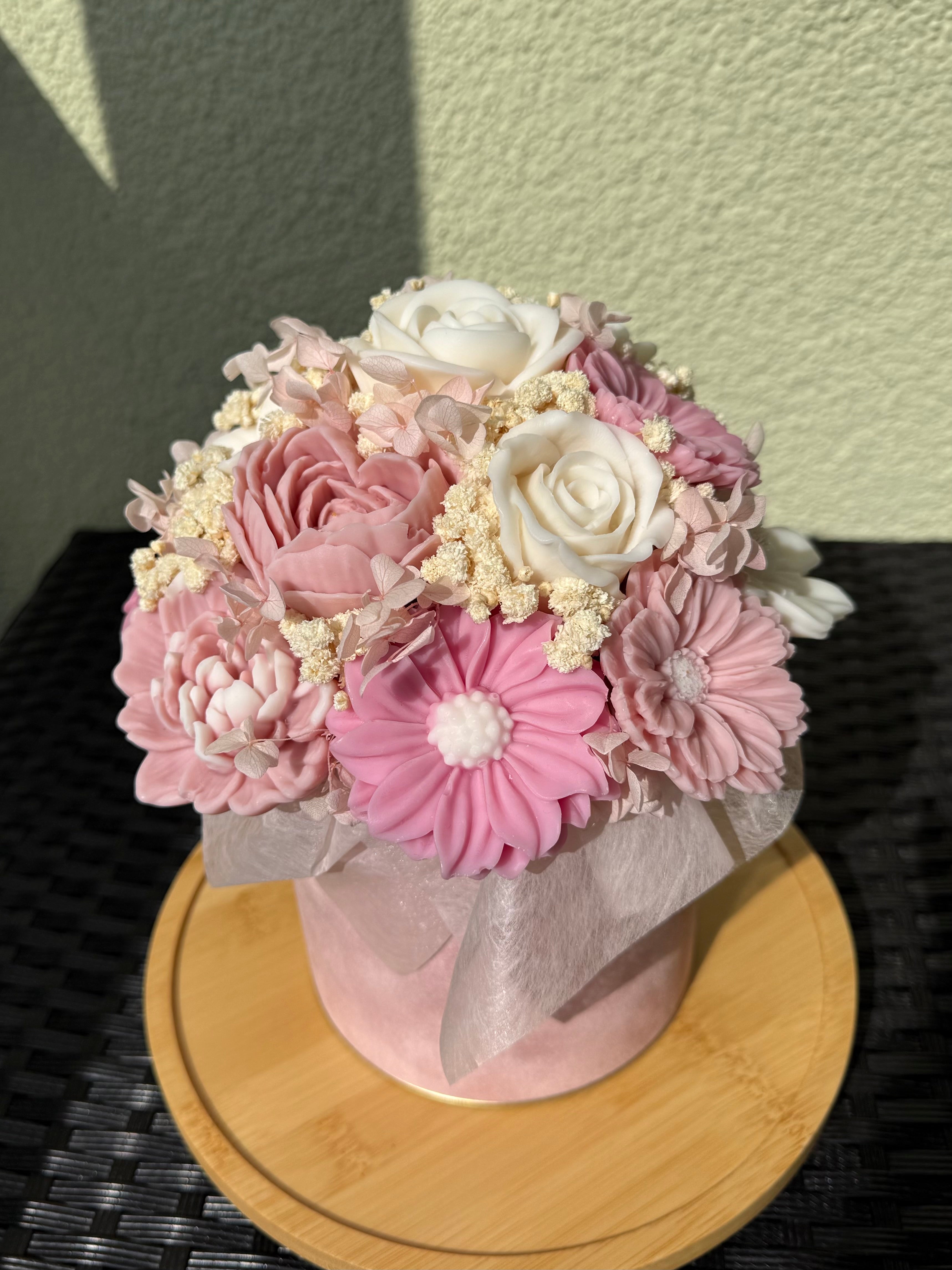 Wachsblumenstrauß Samt „Rosé Velvet“