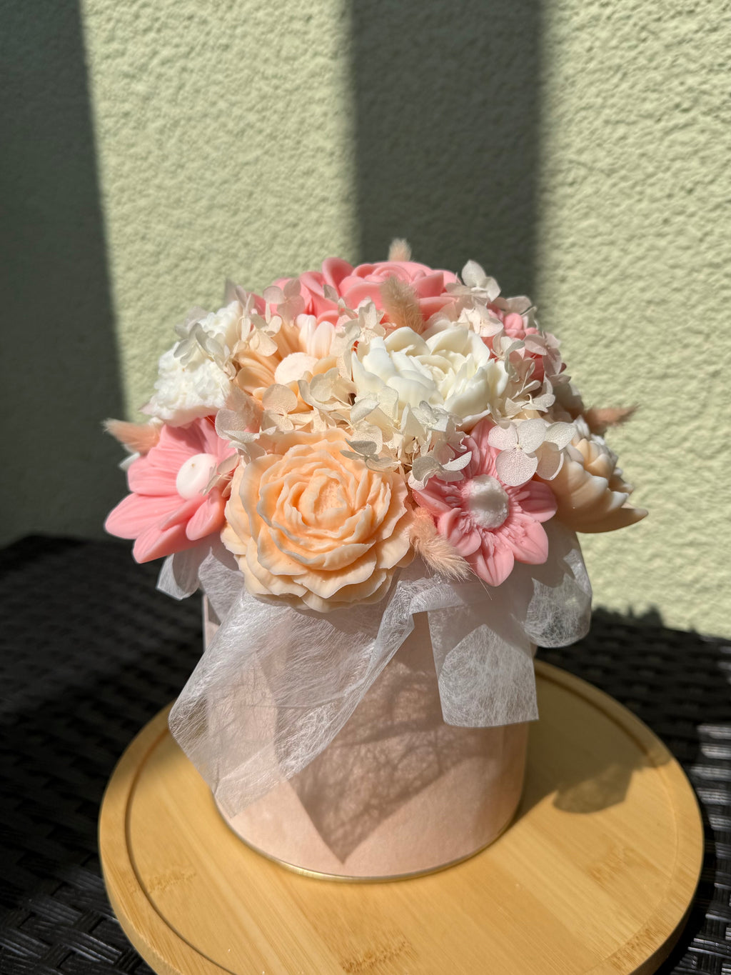 Wachsblumenstrauß Samt „Velvet Apricot“